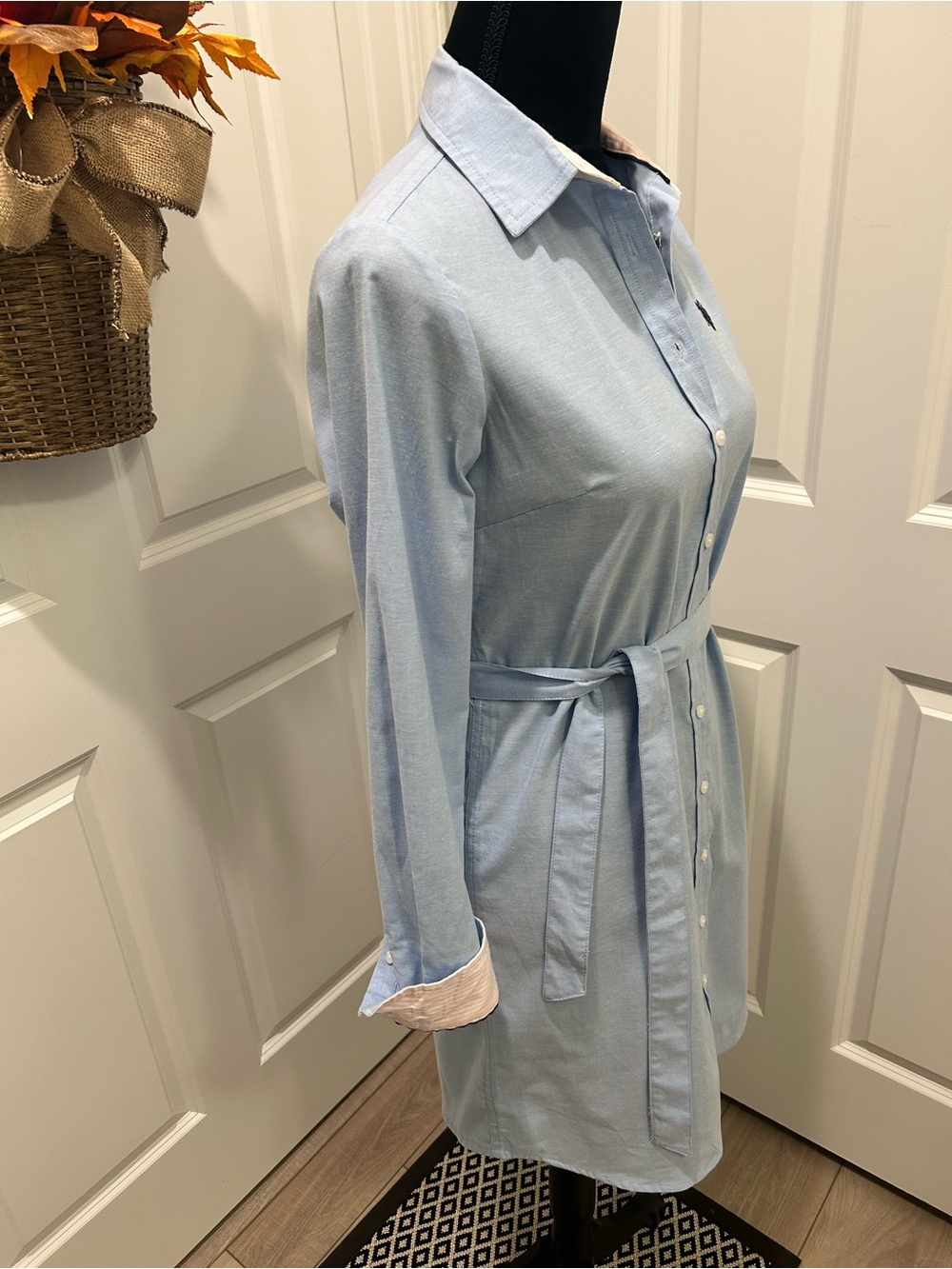 U.S. Polo Assn. Women’s Blue Oxford Shirt Dress NWT Small - Picture 5 of 14